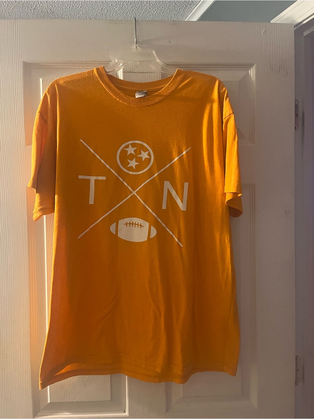 Source Unknown Orange Short Sleeve Tee with White TN & Football Graphic